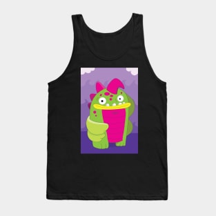 Pink Green Cartoon Monster Tank Top